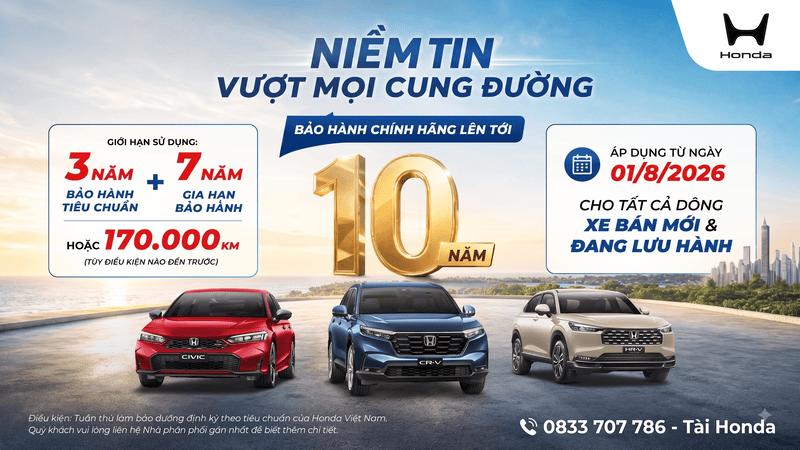 Honda Việt Nam Chính Thức Triển Khai Chương Trình Bảo Hành Honda 10 Năm